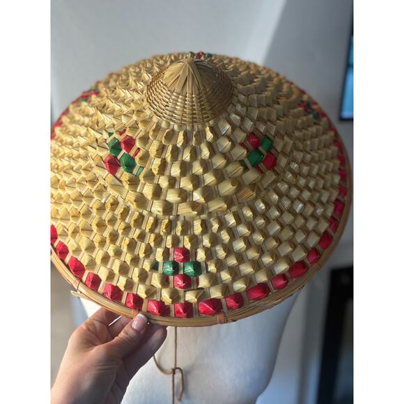 Japanese Bamboo Cone Straw Hat One Size